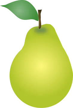 a green pear with a leaf on top