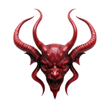 a red demon mask on a white background