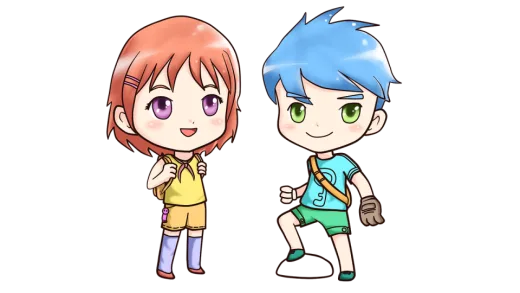 a boy and girl standing next to each other person