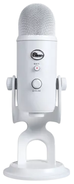 a white microphone on a stand