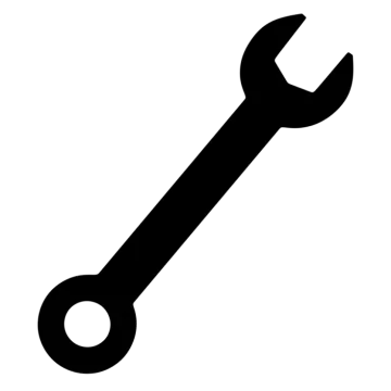 A black and white wrench icon
