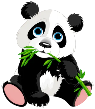 panda eating bamboo clipart
