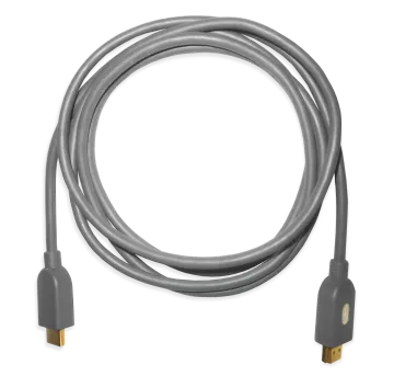 a gray usb cable with a gold connector