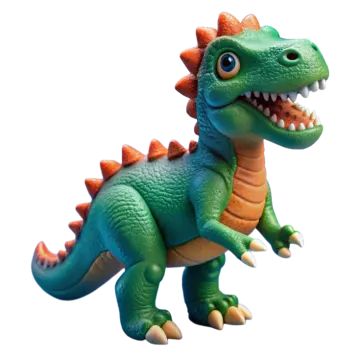 a toy dinosaur with its mouth open