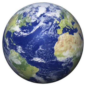 the earth with a white background