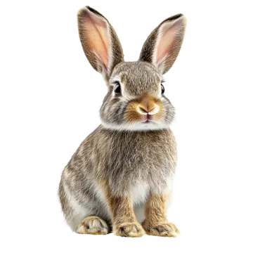 a small rabbit sitting on a white background