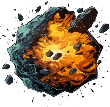 an exploding asteroid with a hole in the middle of it