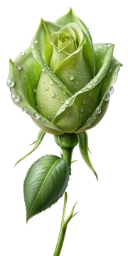 a green rose with water droplets on it