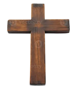 a wooden cross on a white background