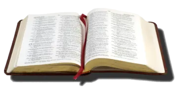 an open bible on a white background