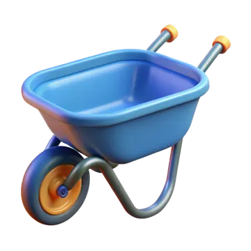 a blue wheelbar with orange wheels
