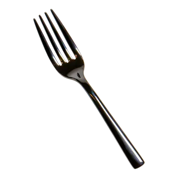 a black fork on a white background