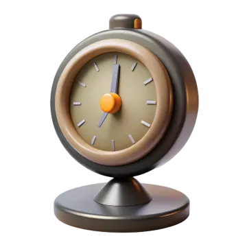 an alarm clock on a metal stand