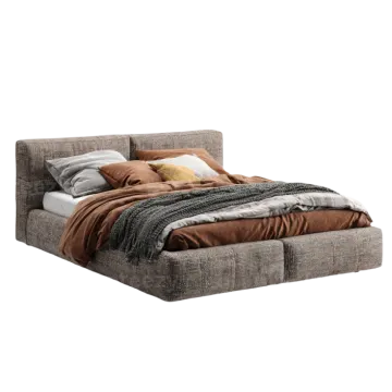 an image of a bed with pillows and blankets