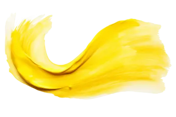 a yellow and white brush stroke on a white background