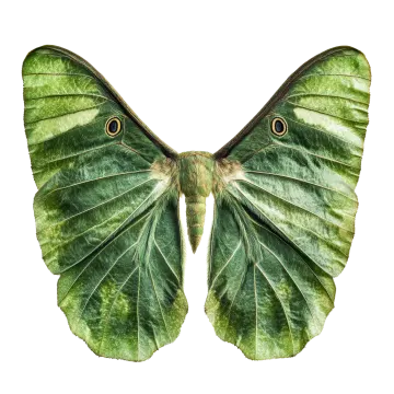 a green moth on a white background