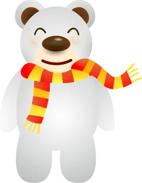 a cartoon polar bear wearing a scarf