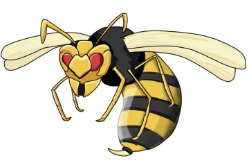 a bee with a heart in its mouth