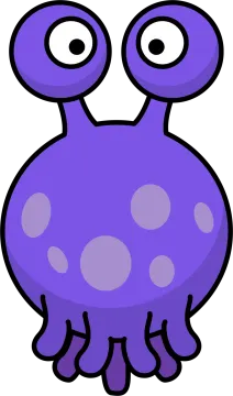 a purple octopus with big eyes