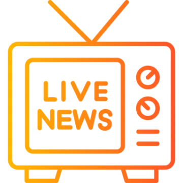 a television with the words live news on it