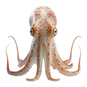 an orange and white octopus on a white background