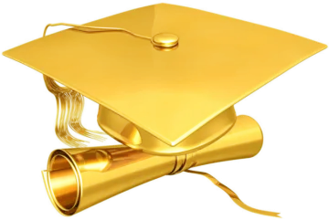 a gold graduation cap on top of a diploma
