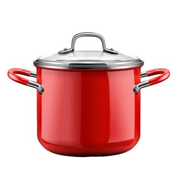 a red pot with a lid
