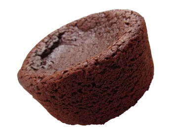 a chocolate cupcake on a white background