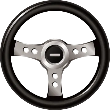 a steering wheel on a white background