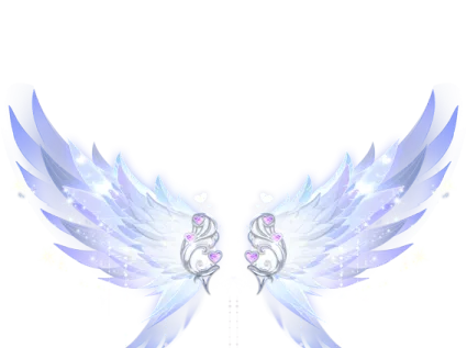 a pair of white and blue wings on a white background