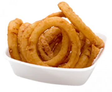 a white bowl filled with onion rings