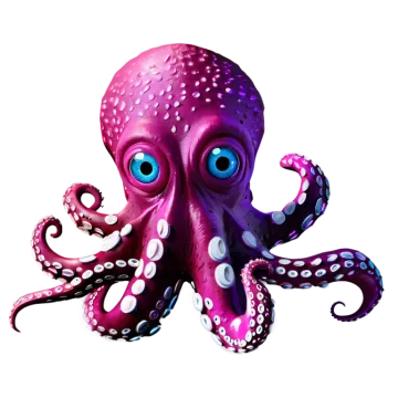 a purple octopus with blue eyes and tentacles