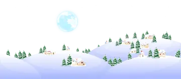 a snowy scene with houses and trees