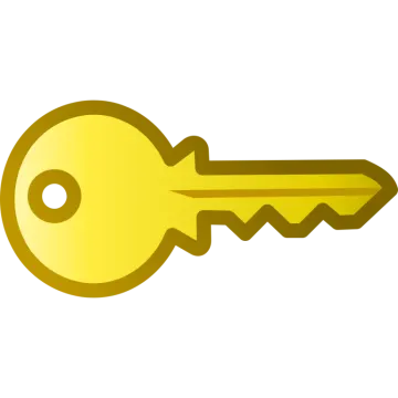 a golden key on a white background