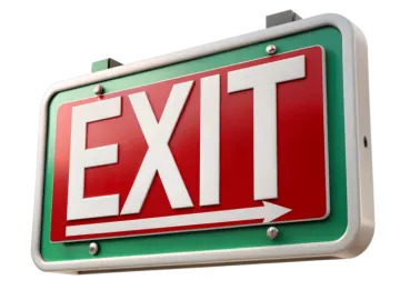 a green and white exit sign