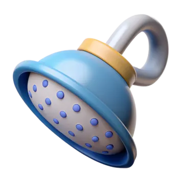 an image of a blue and yellow shower head