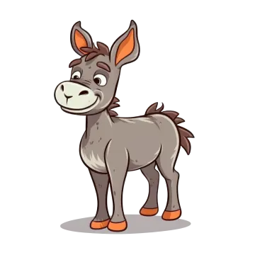 a cartoon donkey standing on a white background