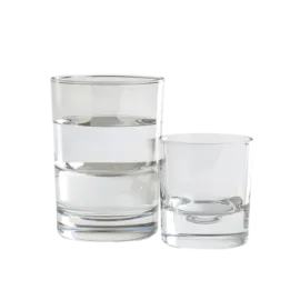 a glass of water and two glasses
