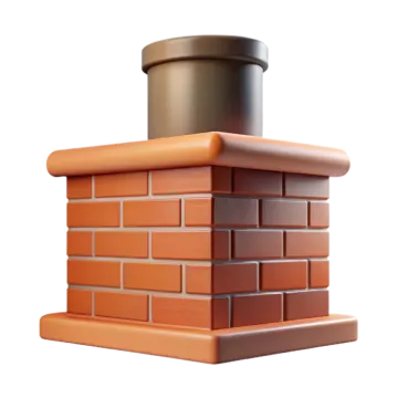 a brick chimney on a white background