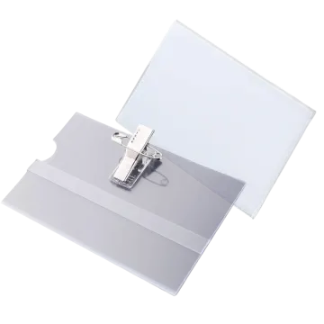 a white binder with a clip on top