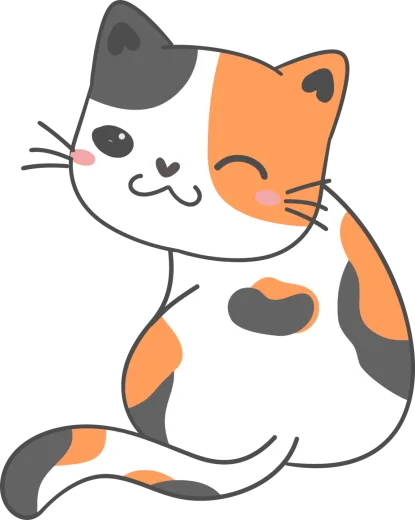 an orange and white cat sitting on the ground