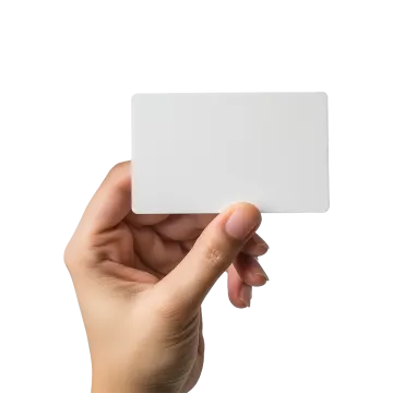 a hand holding a white business card