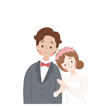 a bride and groom with flowers in their hair