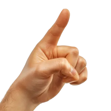 a person's hand is pointing at the camera