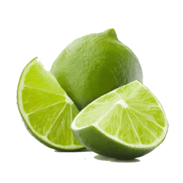 limes on a white background