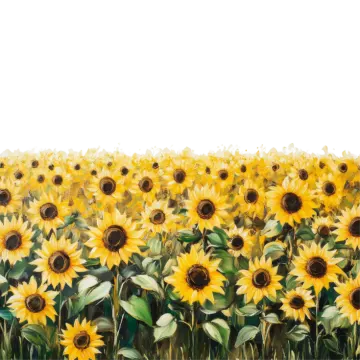 a painting of sunflowers in a field