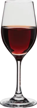 a glass of red wine on a white background