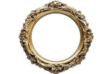 a gold oval frame on a white background