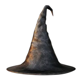 a black witch hat on a white background