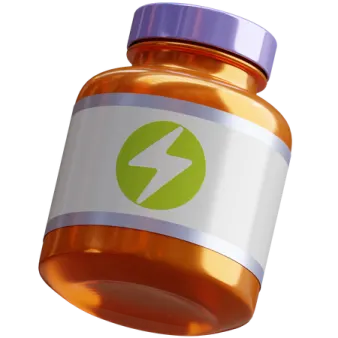 a prescription bottle with an arrow on it